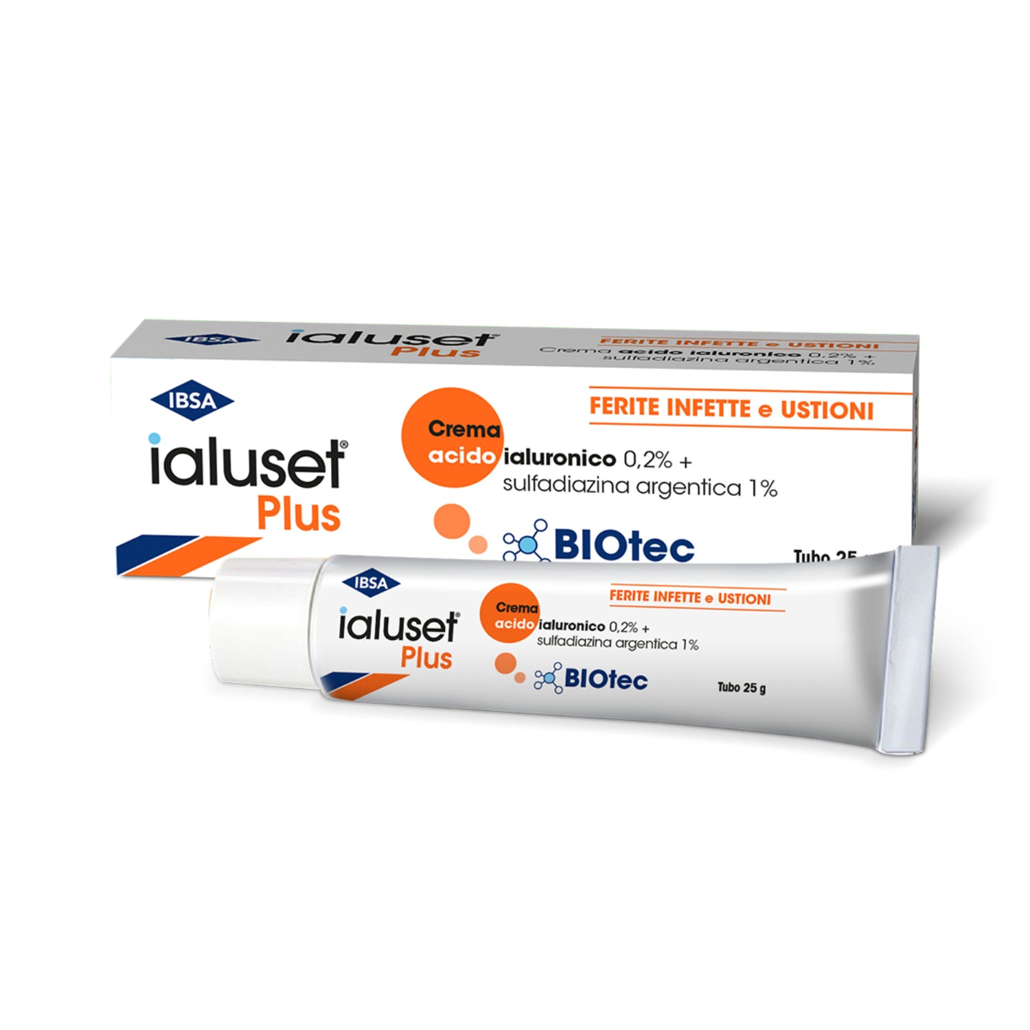 Ialuset Plus | Crema Cicatrizzante Antibatterica Acido Ialuronico | Tubo 25 g