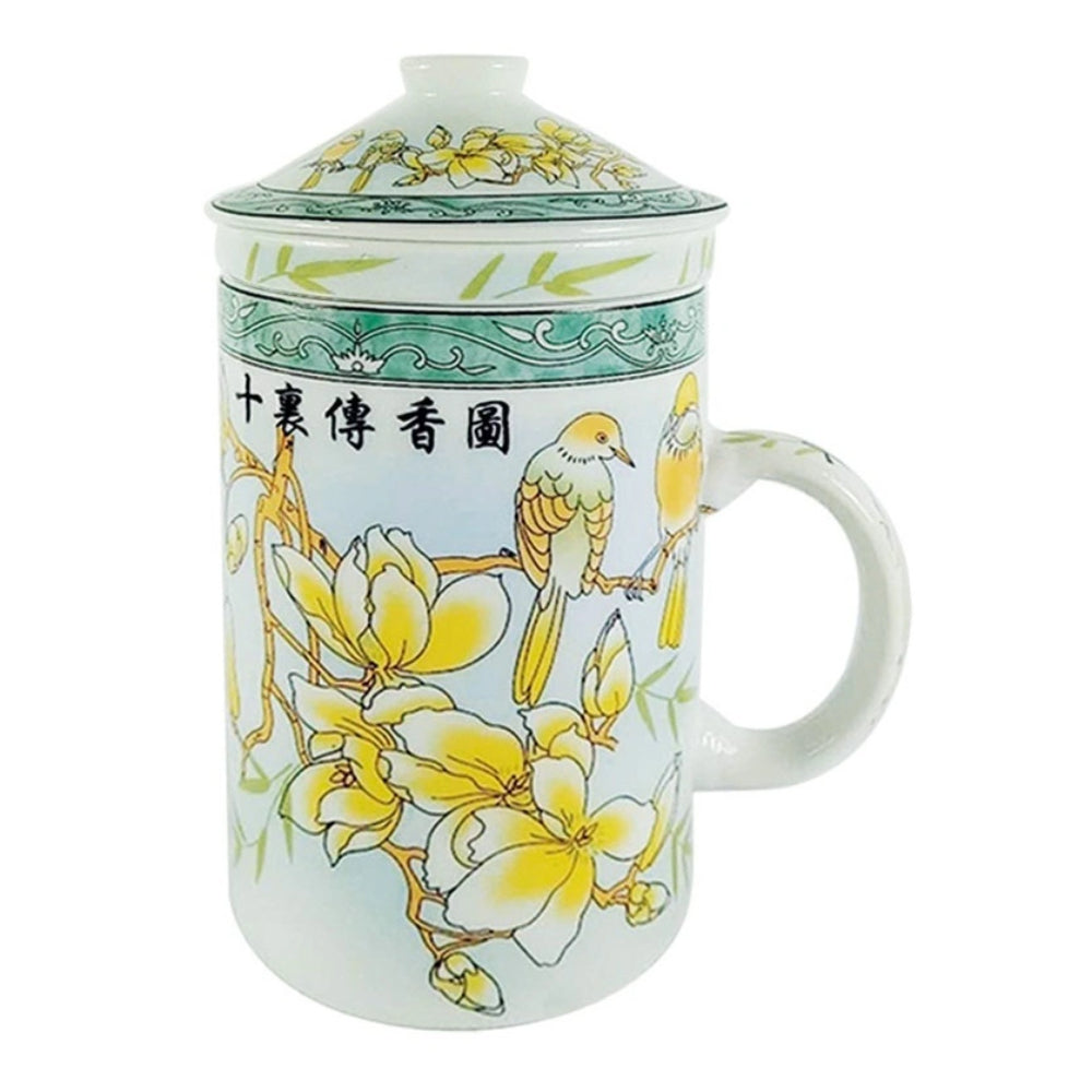Himalaya Infusiera Old China Fiori Gialli | Tisaniera Porcellana Decorata con Filtro  