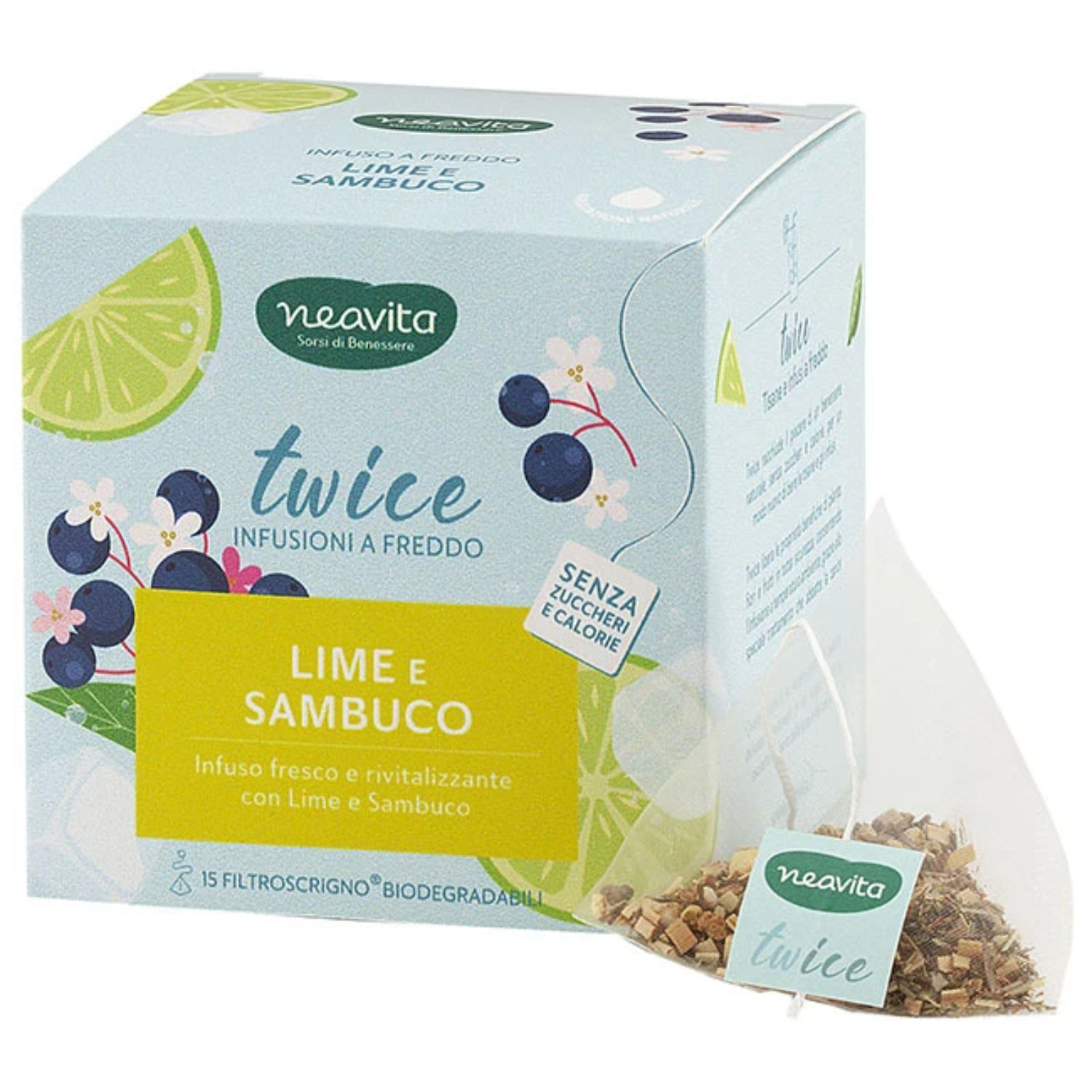 Neavita Twice Lime e Sambuco | Infuso a Freddo Rinfrescante | 15 Filtri
