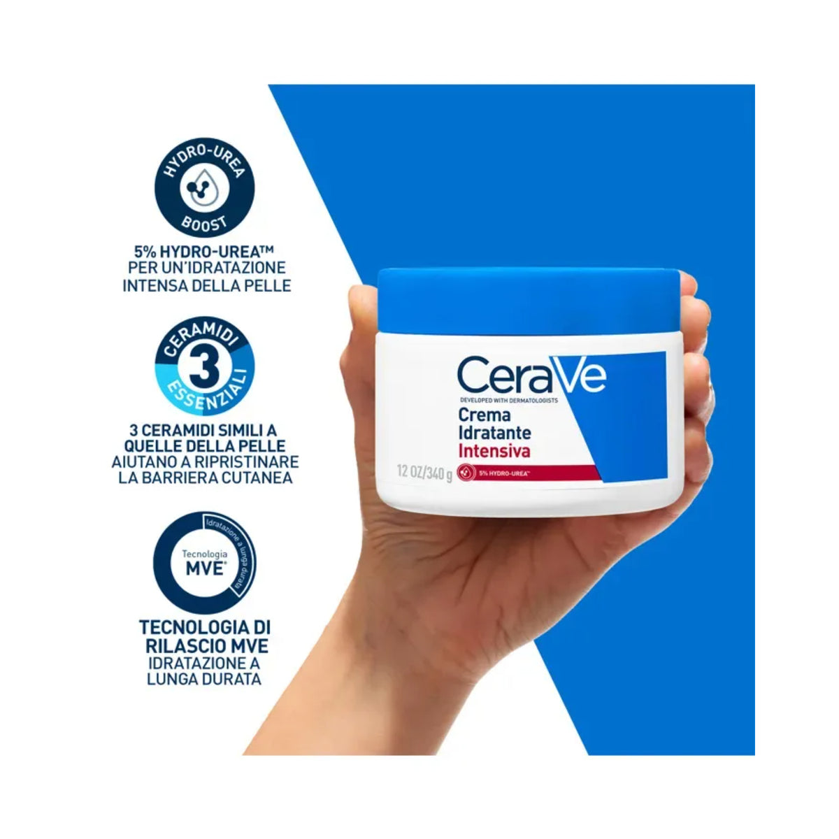 CeraVe | Crema Idratante Intensiva Viso Corpo Pelle Secca 5% Hydro-Urea | 340g 3 