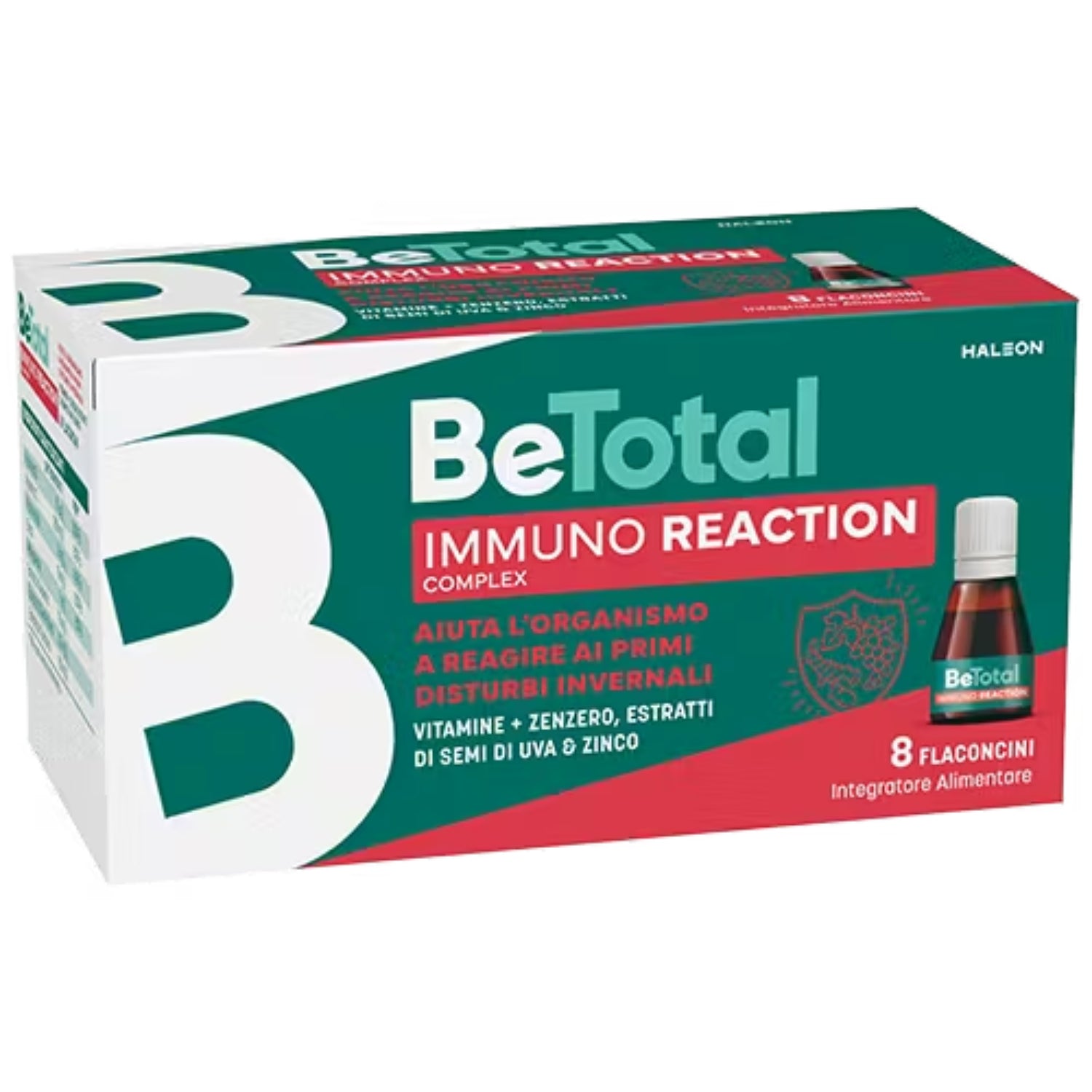 BeTotal Immuno Reaction | Zenzero Zinco Vitamine B C D | 8 Flaconi
