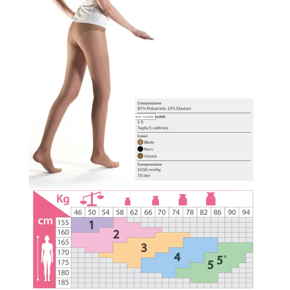 Kamila Collant Chérie 70 Maglia Liscia Colore Miele Tg 3