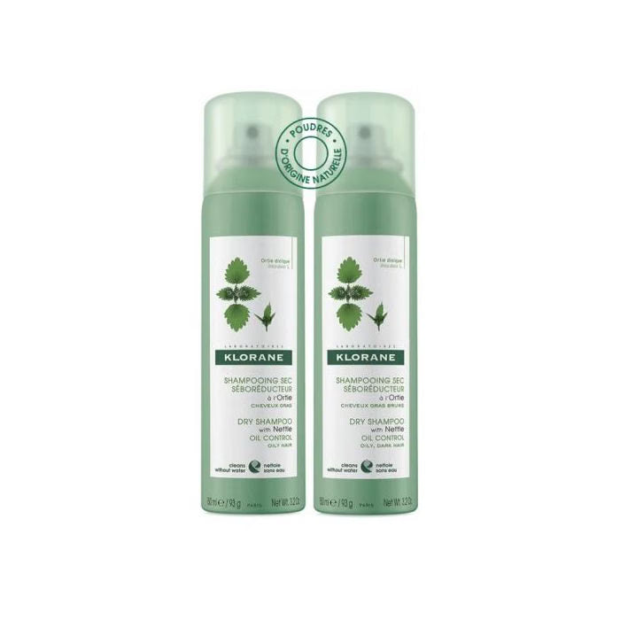 Shampoo Secco Klorane Ortica | Sebo-Regolatore | Duo Pack
