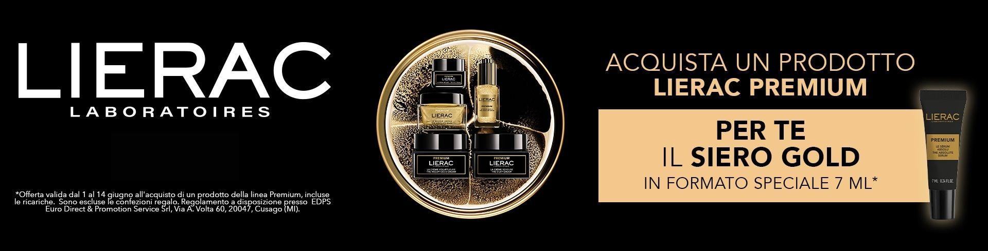 Lierac acquista 1 prodotto premium - siero gold 7ml omaggio - 01-14 giugno 2026