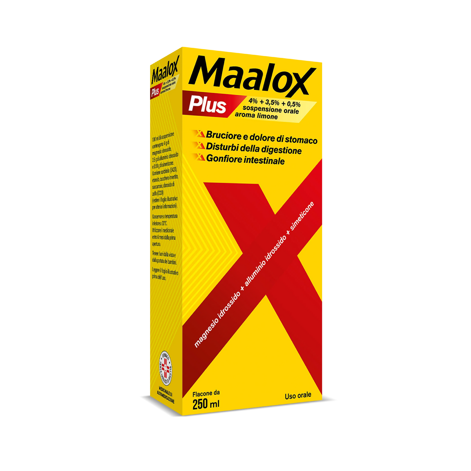 Maalox Plus | Farmaco Antiacido con Simeticone Sospensione Orale | 250ml