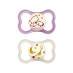 MAM Air Night 6+ Mesi | Succhietto Silicone Luminoso Femmina | 2 Pezzi  