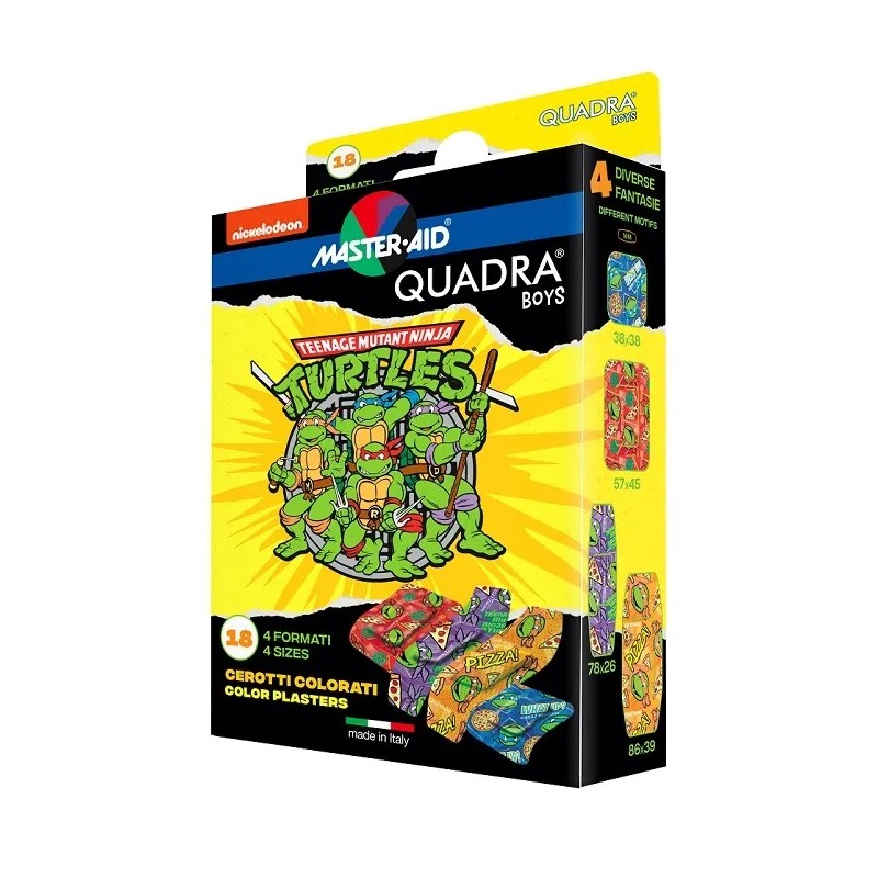 Master Aid Quadra Boys | Cerotti Quadrati per Bambini | 18 Pezzi