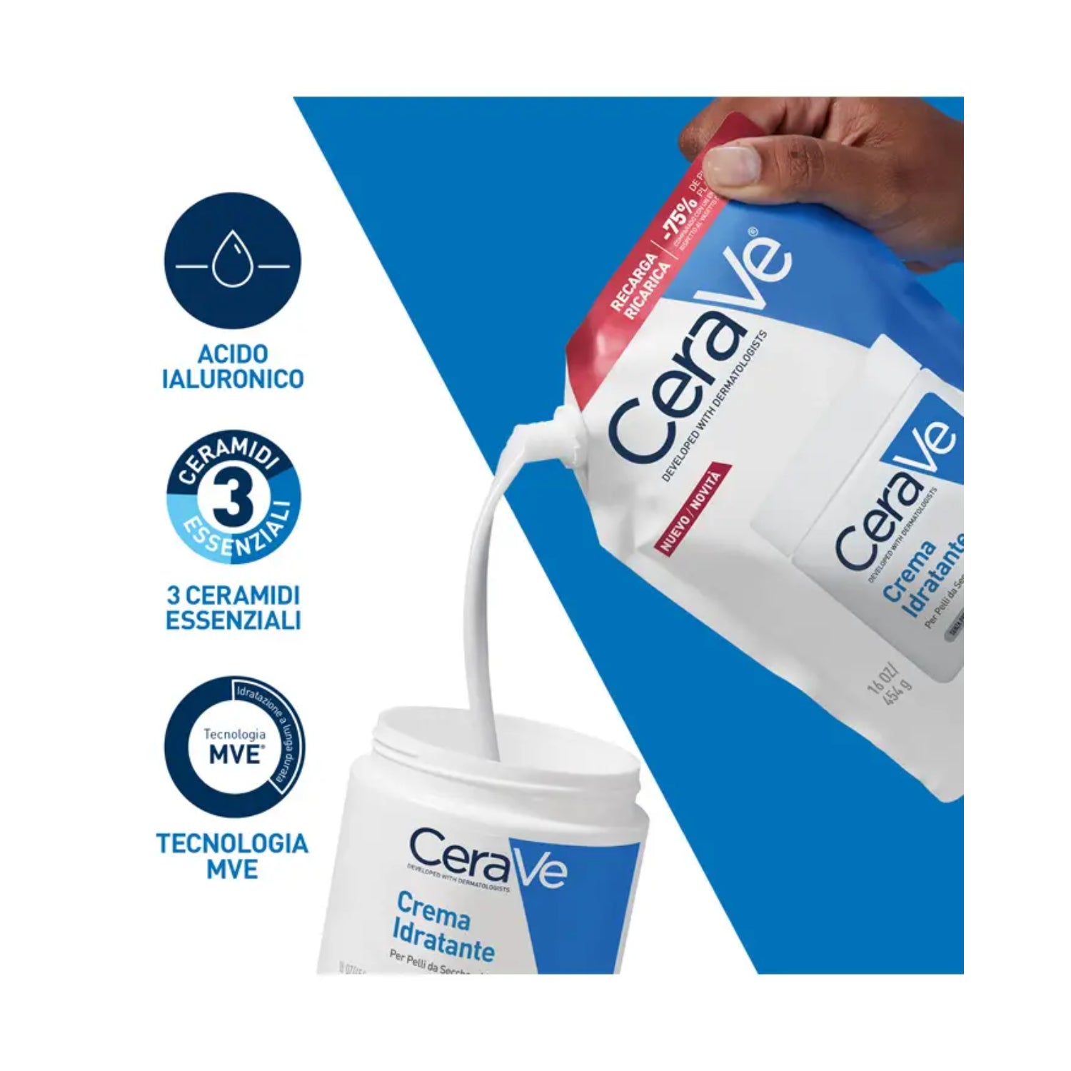 CeraVe | Refill Crema Idratante Viso Corpo Pelle Secca | 454g