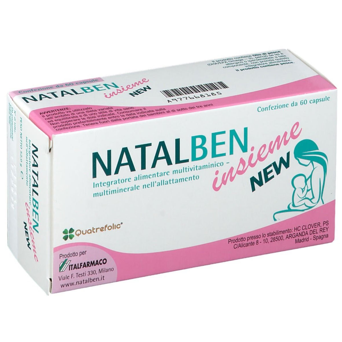 Natalben Insieme New | Folato DHA Ferro Allattamento | 60 Capsule  