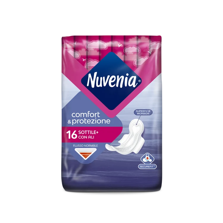 Nuvenia Assorbenti Giorno | Sottili con Ali SecureFit | 16 Pezzi  