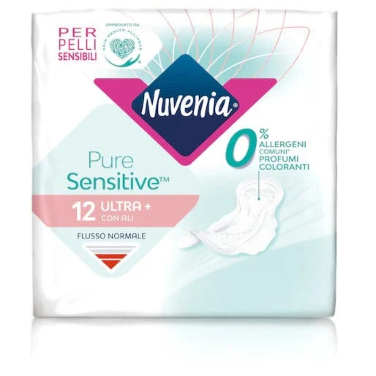 Nuvenia Pure Sensitive Ultra Normal | Assorbenti con Ali | 12 Pezzi
