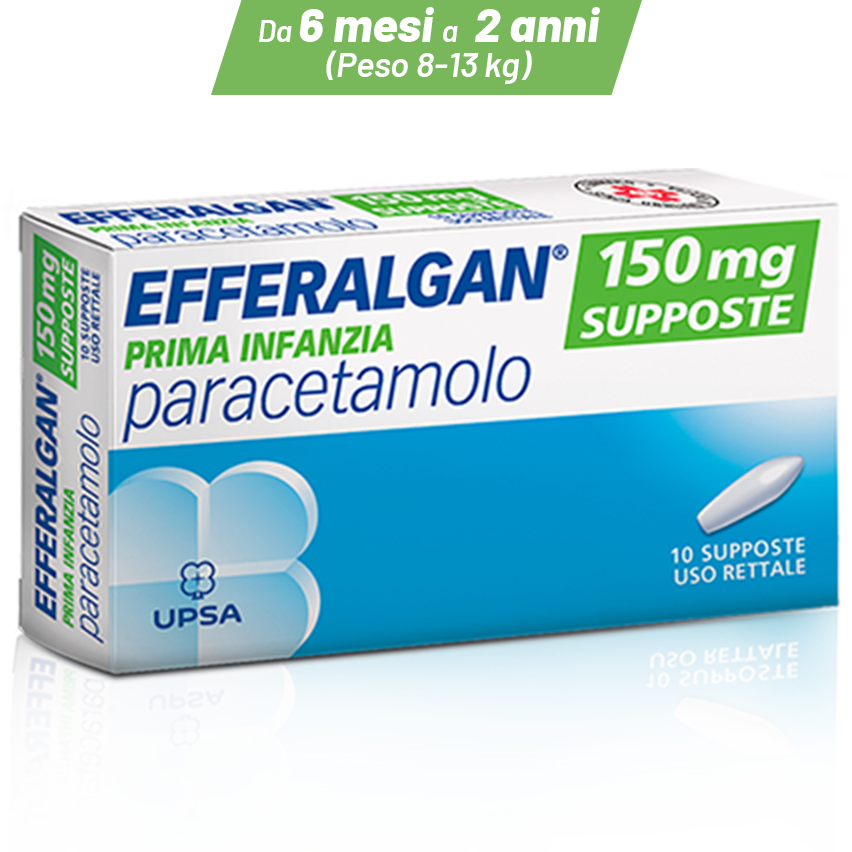 Efferalgan 150mg | Antipiretico Analgesico Prima Infanzia | 10 Supposte 2