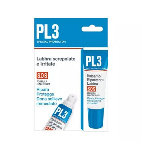 PL3 S.O.S. | Balsamo Labbra Riparatore con Acido Ialuronico e Ceramidi con Astuccio | 7,5ml