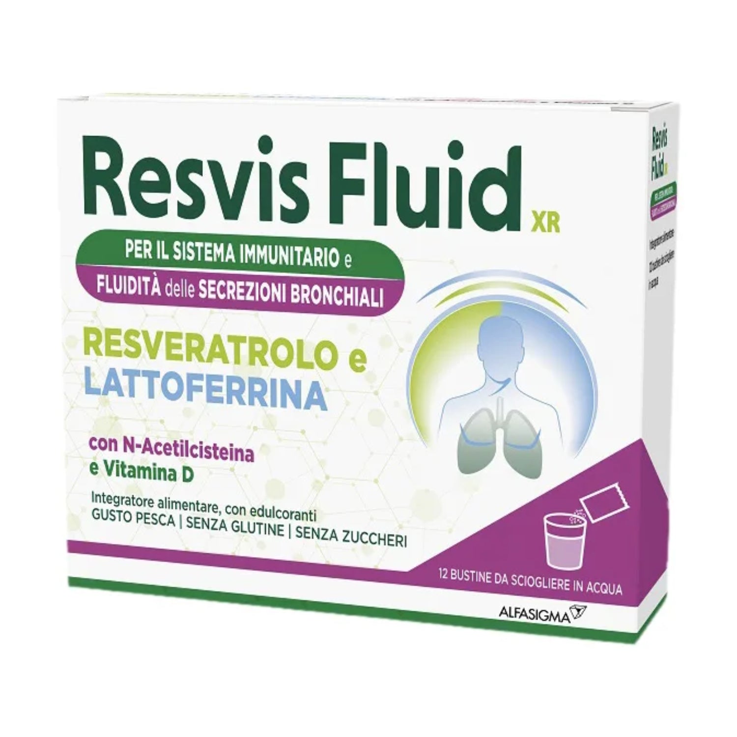 Resvis Fluid XR | NAC Resveratrolo Vitamina D Immunità | 12 Bustine