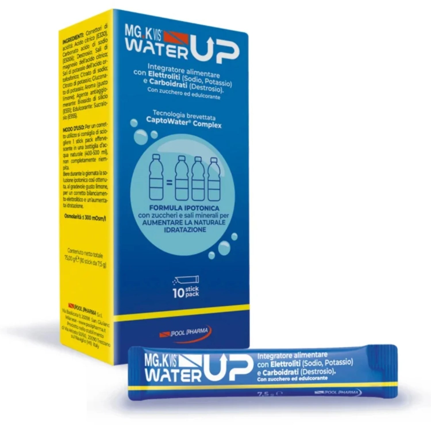 MG.K Vis Water Up | CaptoWater Elettroliti Limone | 10 Stick