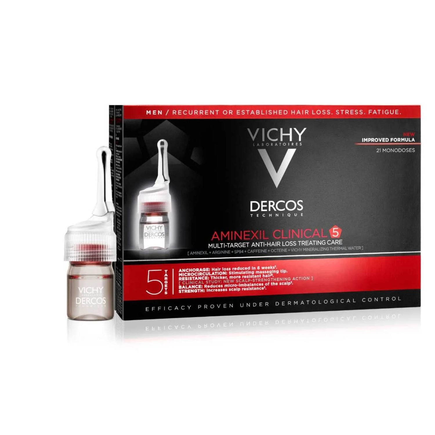 Vichy Dercos Aminexil 5 | Anticaduta Capelli Uomo | 21 Fiale
