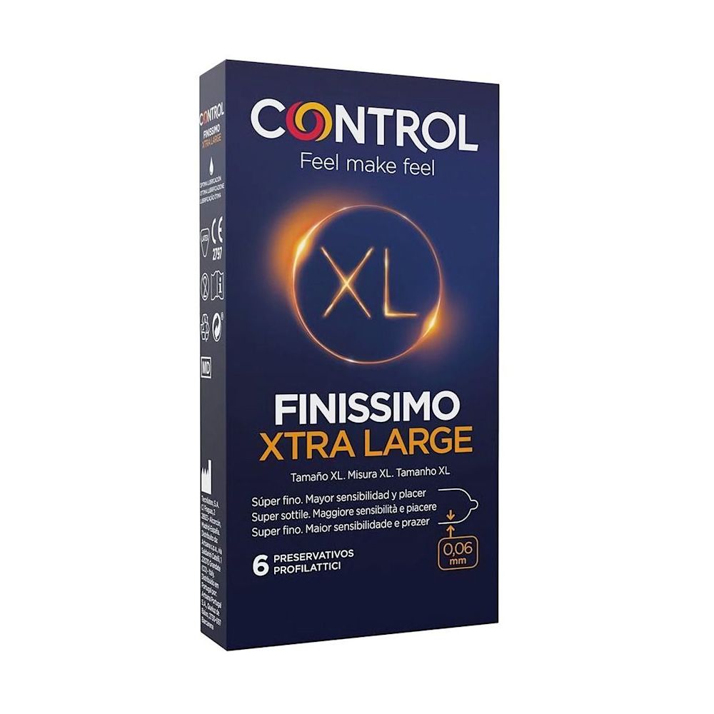 Control Finissimo Original XL | Preservativi Sottili Vestibilità Extra Large | 6 Profilattici

