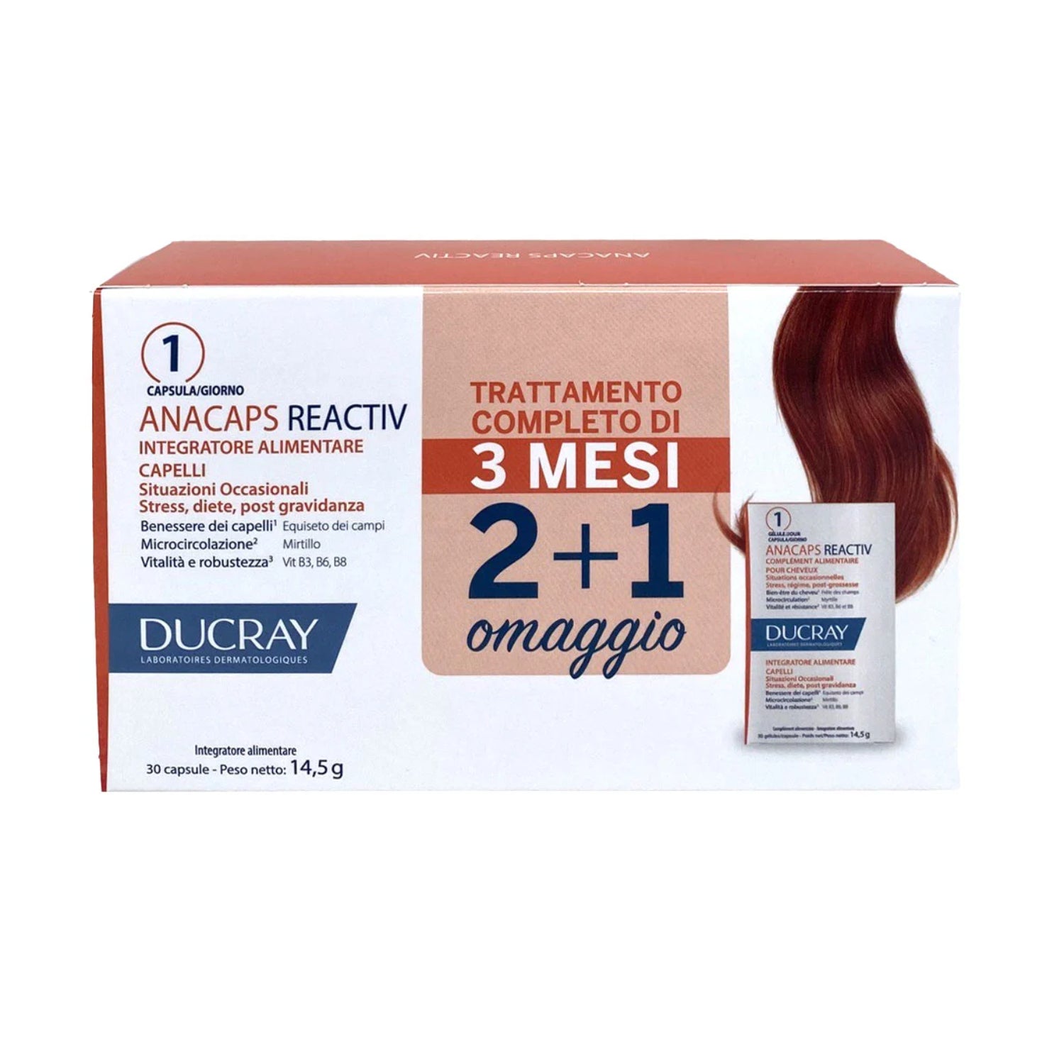 Ducray Anacaps Reactiv | Caduta Capelli Occasionale | 3 x 30 Capsule