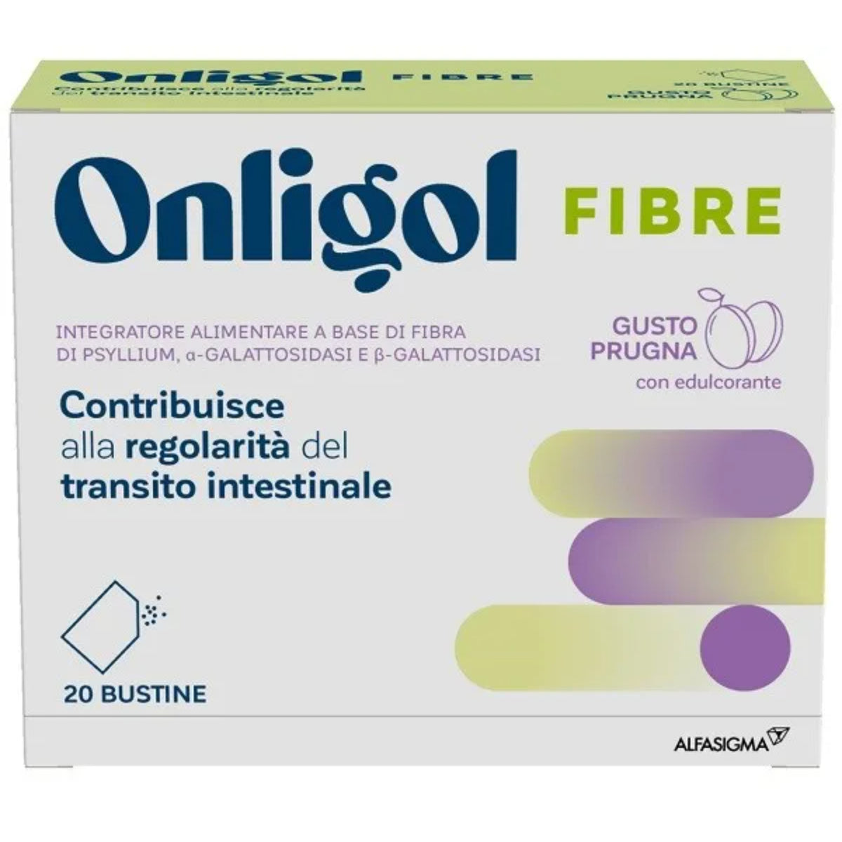 Onligol Fibre | Psyllium Enzimi Digestivi Prugna | 20 Bustine  
