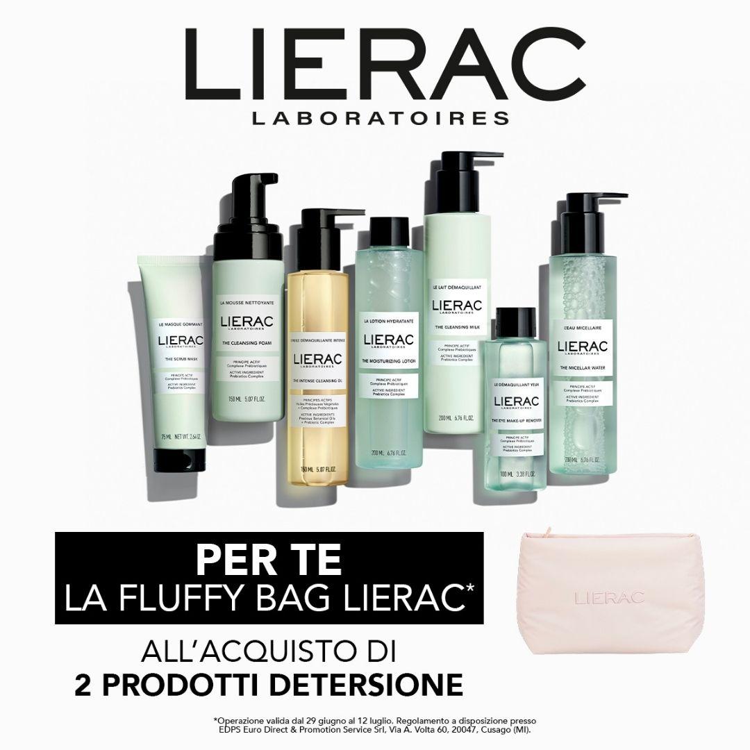 Lierac acquista 2 prodotti detersione - fluffy bag omaggio - 29/06 > 12/072026