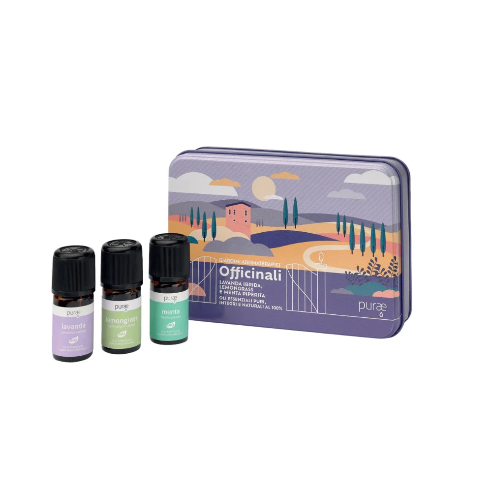 Purae Cofanetto Giardini Officinali | Oli Essenziali Bio | 3x5ml