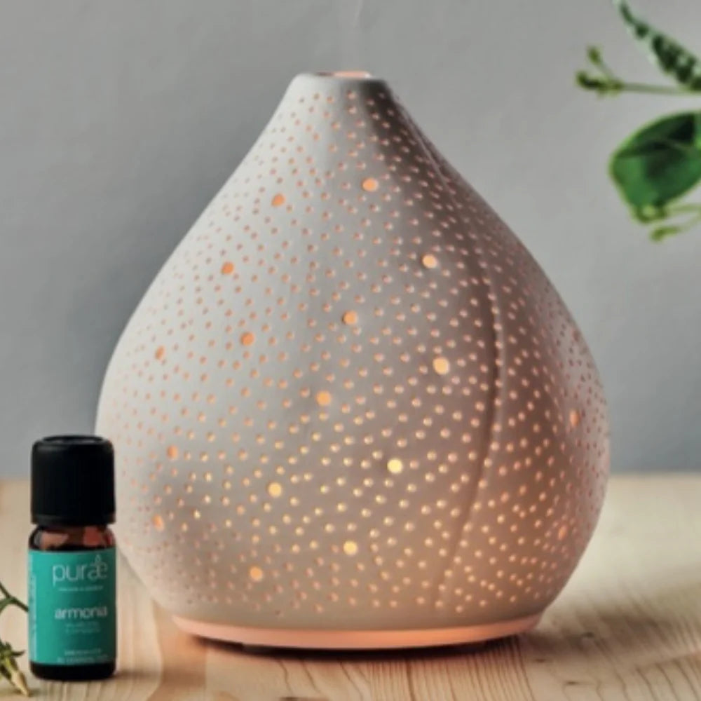 Purae Secret | Diffusore Ultrasuoni Oli Essenziali | Ceramica Luce LED