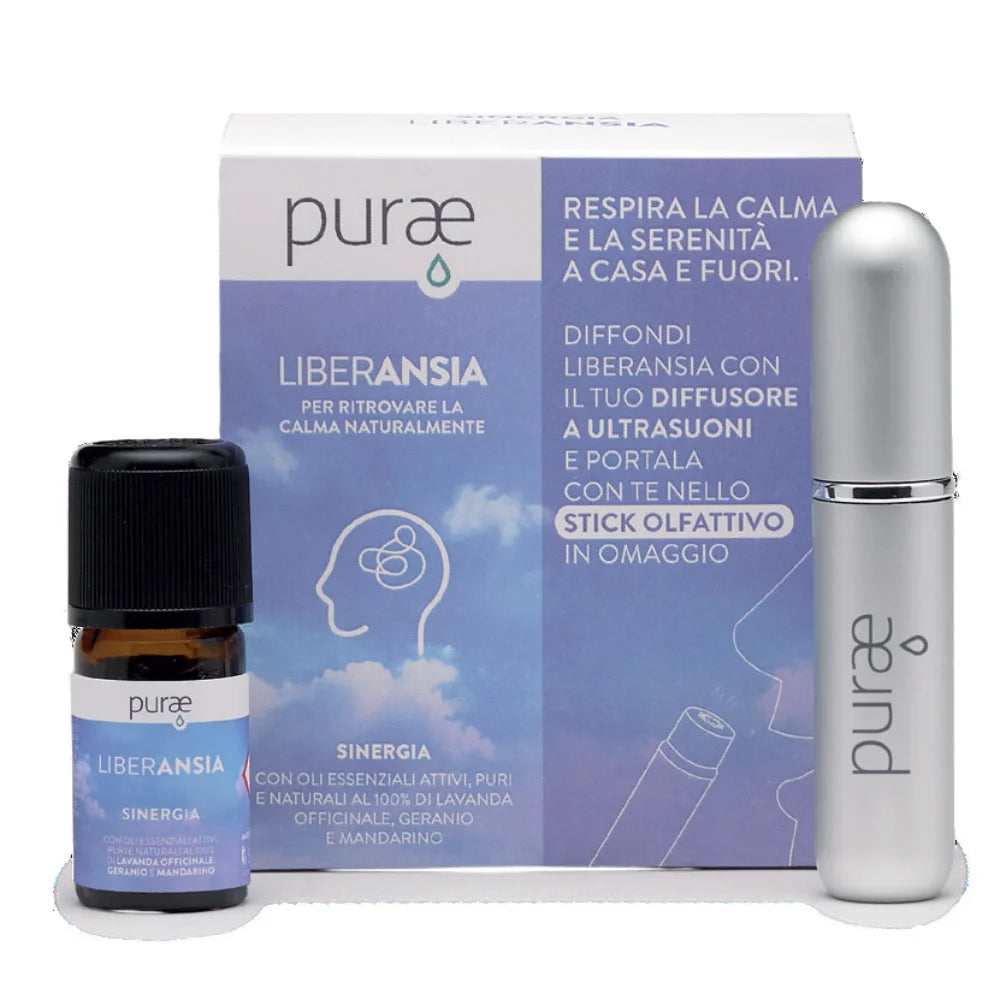 Purae Liberansia | Sinergia Oli Essenziali Ansia 5ml + Stick Olfattivo  