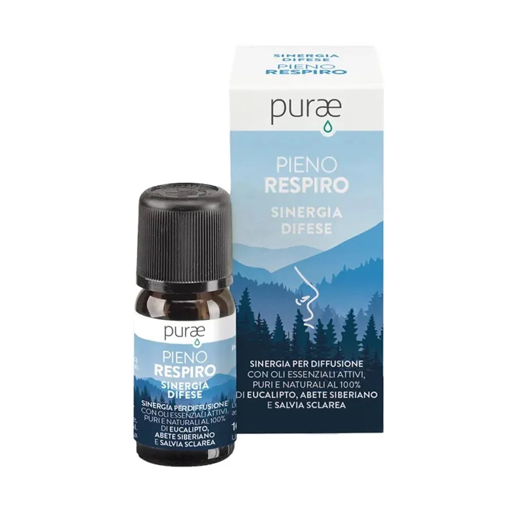 Purae Sinergia Pieno Respiro Difese | Oli Essenziali Prevenzione | 10ml  
