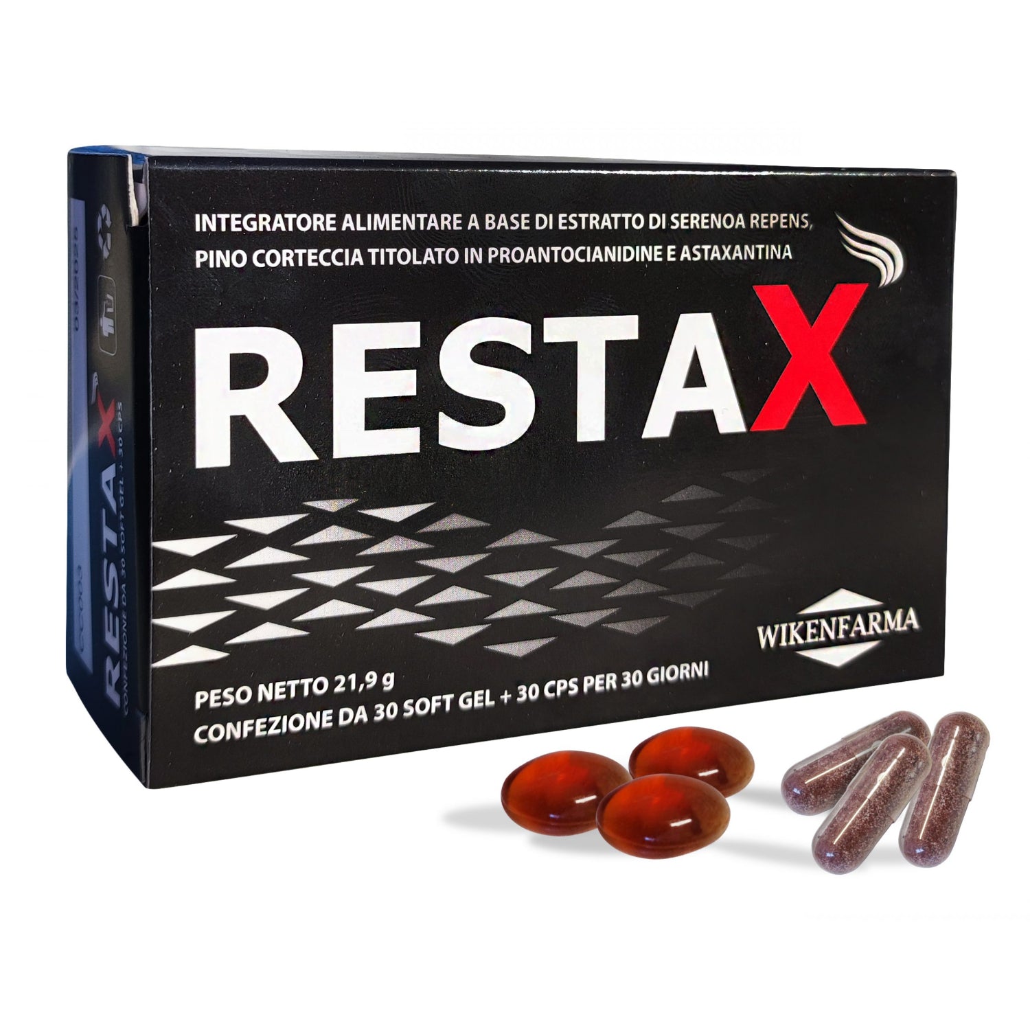 Restax | Integratore Prostata e Capelli | 30 Capsule + 30 Softgel