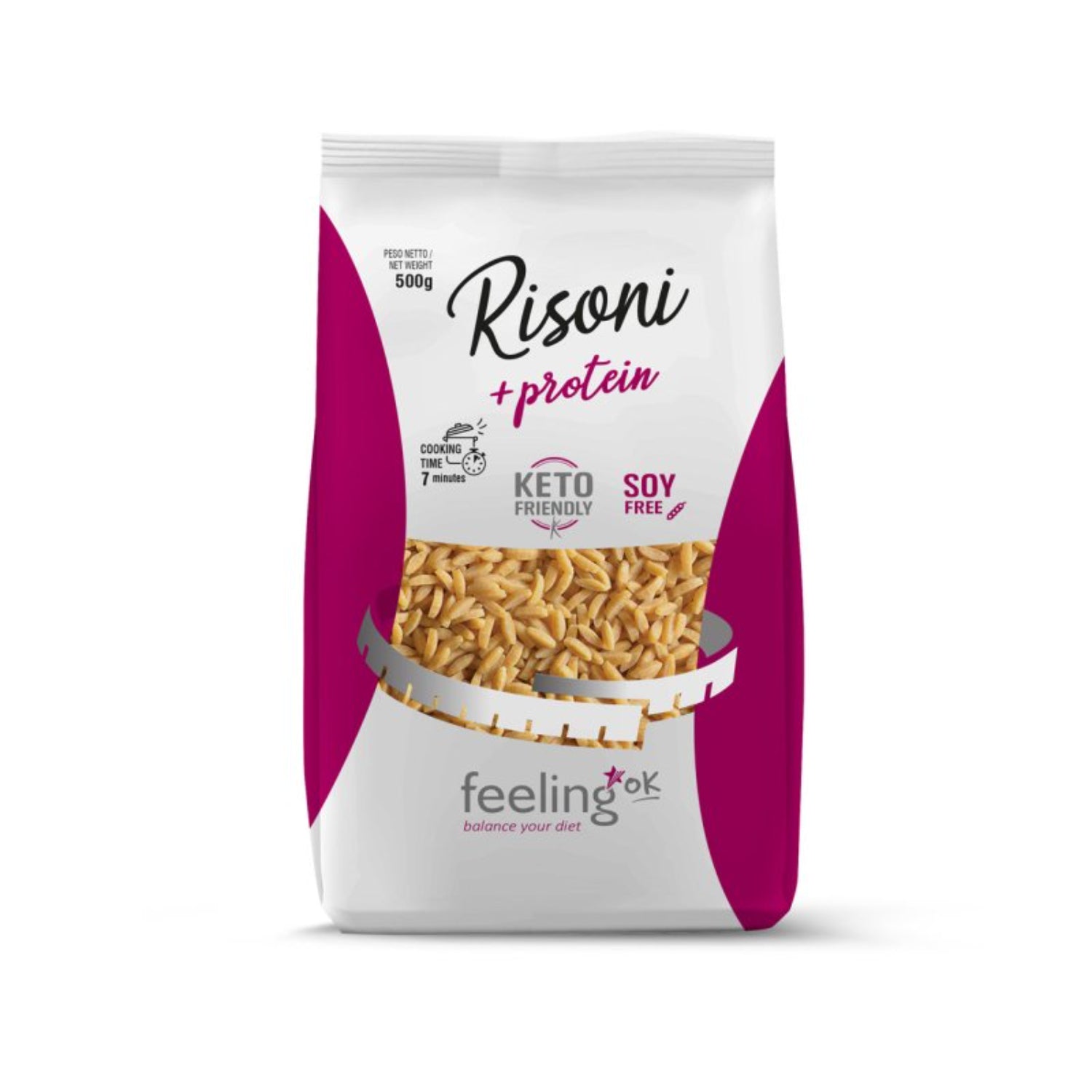 FeelingOk +Protein Risoni | Pasta Proteica Low-Carb | 500 g
