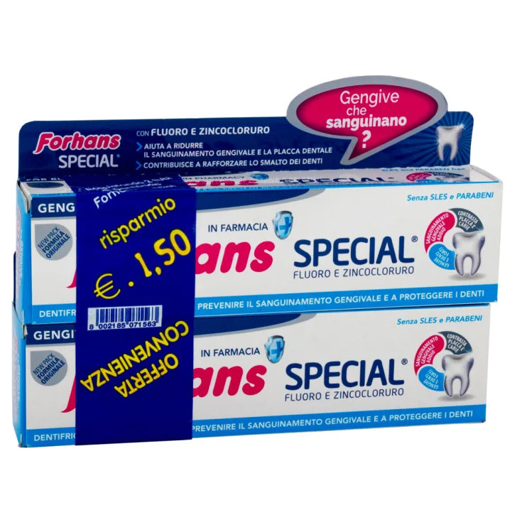 Forhans Special | Dentifricio Gengivario Zinco Cloruro e Fluoro | 2x75 ml
