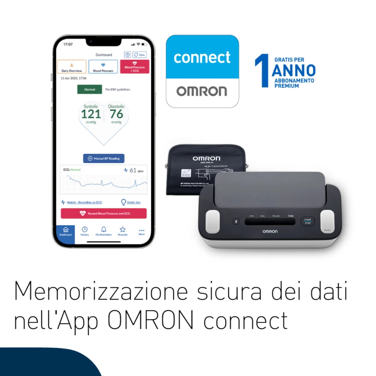 OMRON Complete | Misuratore Pressione ECG 2-in-1 Smart | 1 Pezzo