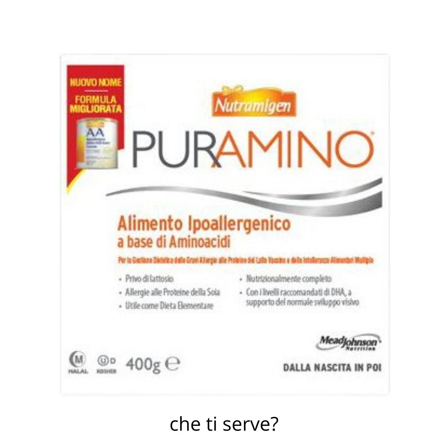 Nutramigen Puramino | Alimento Ipoallergenico Base Aminoacidi | 400 g