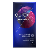 Durex Intense | Preservativi Rilievi e Nervature Vestibilità Regular | 6 Profilattici