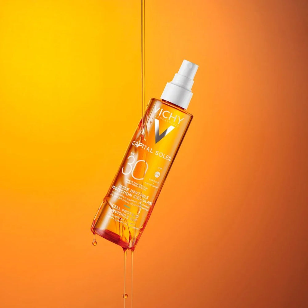 Vichy Capital Soleil Cell Protect | Olio Solare Invisibile Viso Corpo Capelli SPF30 | 200ml