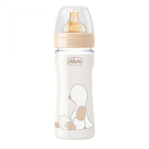 Chicco Biberon Original Touch Vetro Flusso Regolabile Tettarella 1 Foro Caucciù 240ml