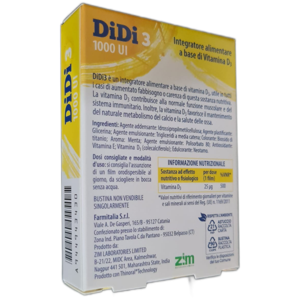 DiDi3 Vitamina D3 1000 UI 30 Film Orodispersibili