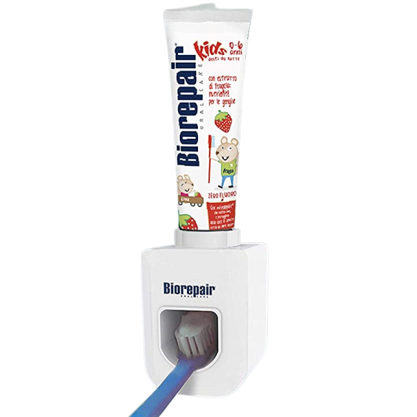 Biorepair Squeezy Dispenser + 2 Dentifrici Kids 0-6 Anni Gusto Fragola E Uva 2 X 50ml