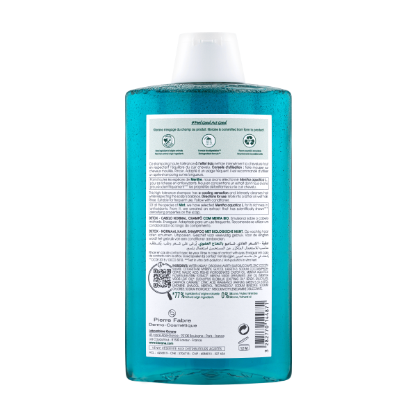 Klorane Shampoo Detox Alla Menta Acquatica Anti-Inquinamento 400ml