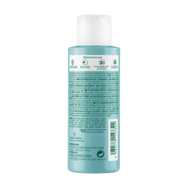 Klorane Polvere Purificante viso 3 In 1 Alla Menta Acquatica Bio Pelli Miste E Grasse 50g