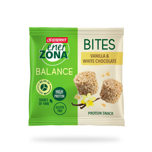 Enervit EnerZona Balance Snack Bites MiniRock 40-30-30 Soia Cioccolato Bianco Vaniglia 1 Minipack d