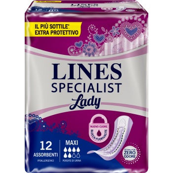 lines specialist lady maxi assorbenti per incontinenza urinaria 12 pezzi