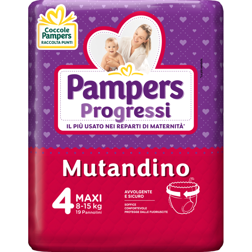 Pampers Progressi Mutandino Maxi Taglia 4 (8-15 kg) 19 Pannolini