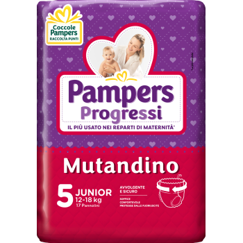 pampers progressi mutandino - junior taglia 5 (12-18 kg) 17 pannolini