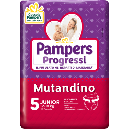 Pampers Progressi Mutandino - Junior Taglia 5 (12-18 kg) 17 Pannolini