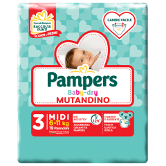 pampers baby dry mutandino - midi taglia 3 (6-11kg) 19 pannolini