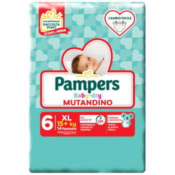 pampers baby dry mutandino - xl extralarge taglia 6  ( 15+ kg ) 14 pannolini