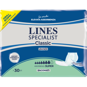 lines specialist classic pannoloni sagomati super 30 pezzi