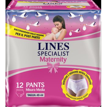 lines specialist maternity mutandine assorbenti post parto taglia m 12 pezzi