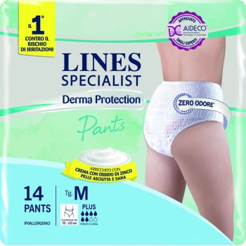 lines specialist derma protection - pants plus taglia m mutandine assorbenti incontinenza 14 pezzi